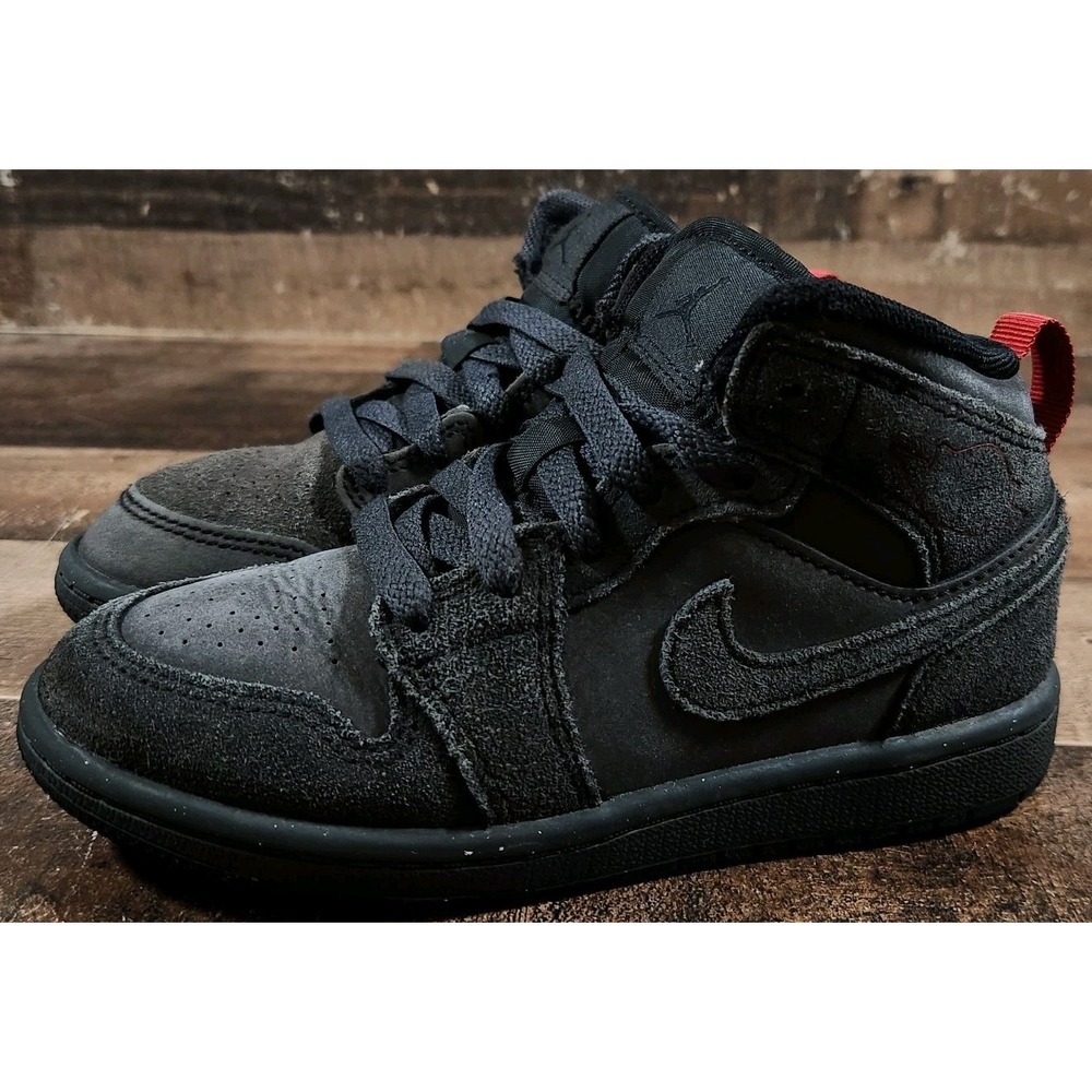Air Jordan 1 Toddler 11C Black Mid SE Craft TD Dark Smoke Red FQ7754-001